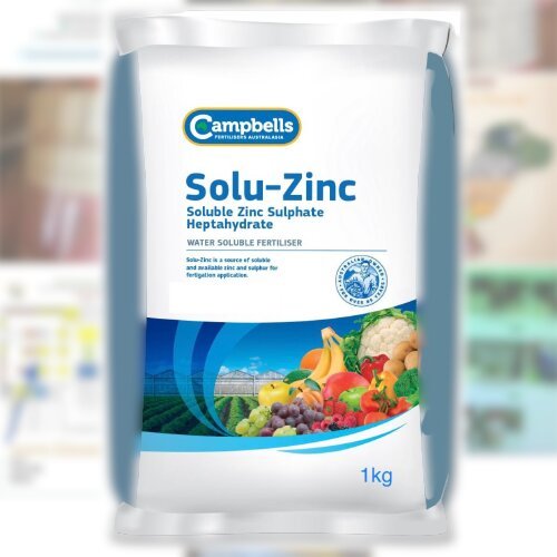 Solu Zinc 1kg ( part of 25kg bag ) Soluble Zinc Sulphate Heptahydrate Zinc ( Zn ) 33 Sulphur ( S ) 5 Water Soluble Fertilizer Campbells Fertilizers Australia Zinc Salfate زنک سلفیٹ Solo Zinc