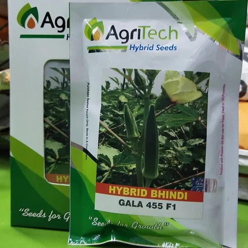 Bhindi Hybrid Gala 455 F1 100gm Okra Seed Agritech Green Gold
